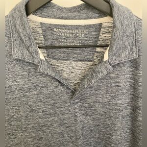 Banana Republic Blue Linen Blend Johnny Collar Polo